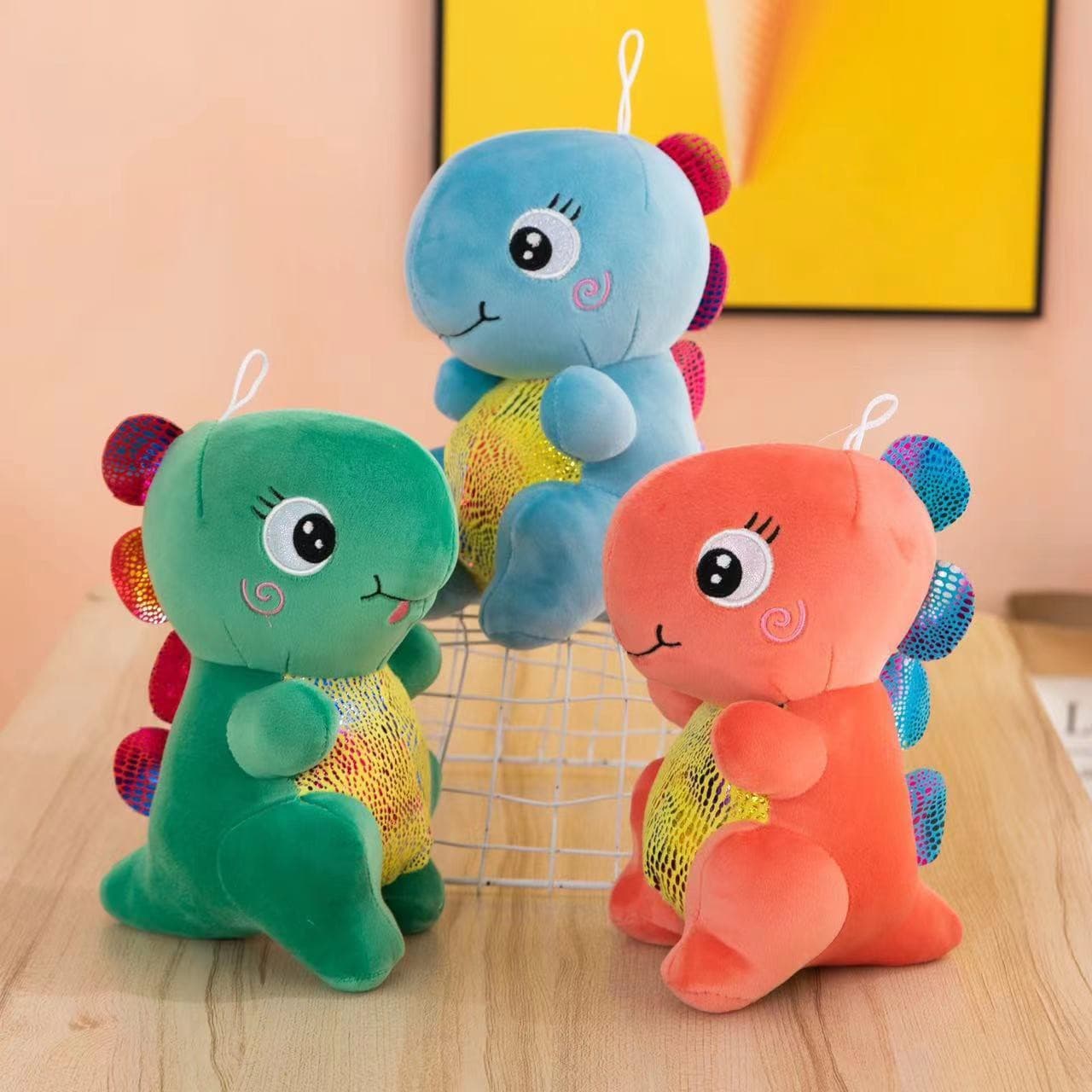 Colorful dinosaur plush toys